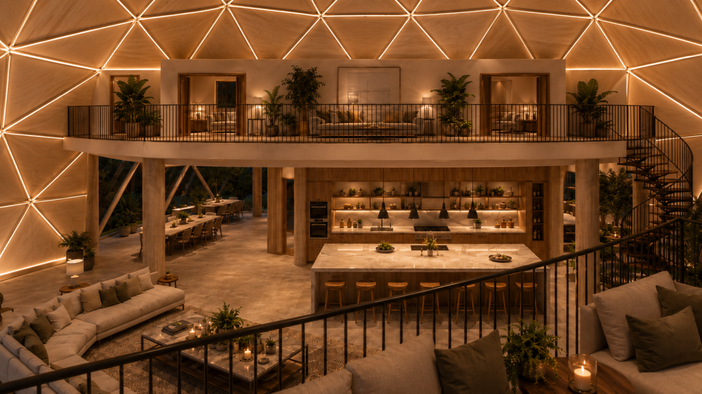 254m2 GLAMPING Ø18m ICO F6 H6,5m · 4