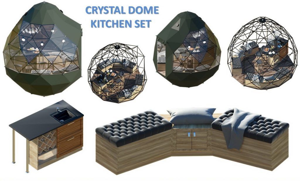 7m2 CRYSTAL DOME Ø3m H4m | KITCHEN SET · 2